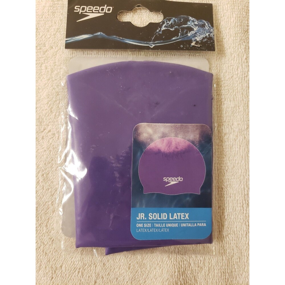 Speedo Jr. Solid Latex Swimming Swim Cap - Purple, Unisex UV Protection Flexible
